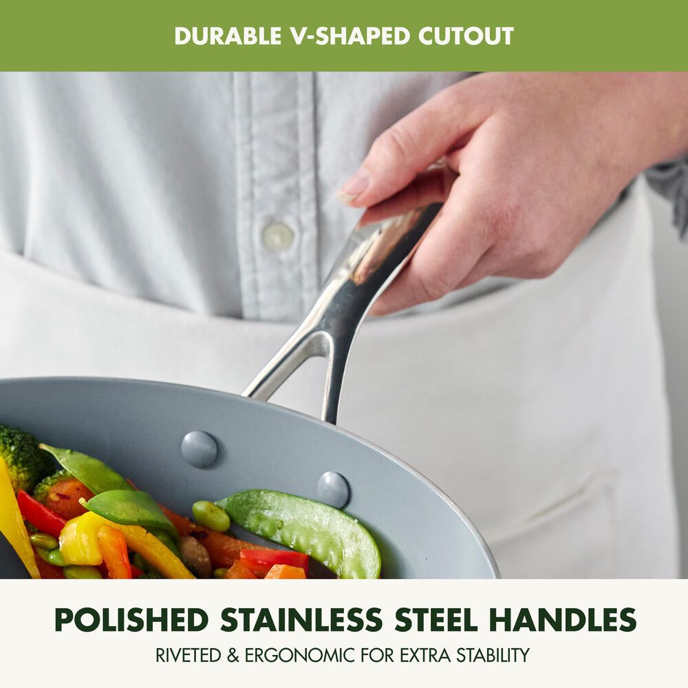 Green Pan Valencia Pro 12" Wok with Lid in Stainless Steel, , large