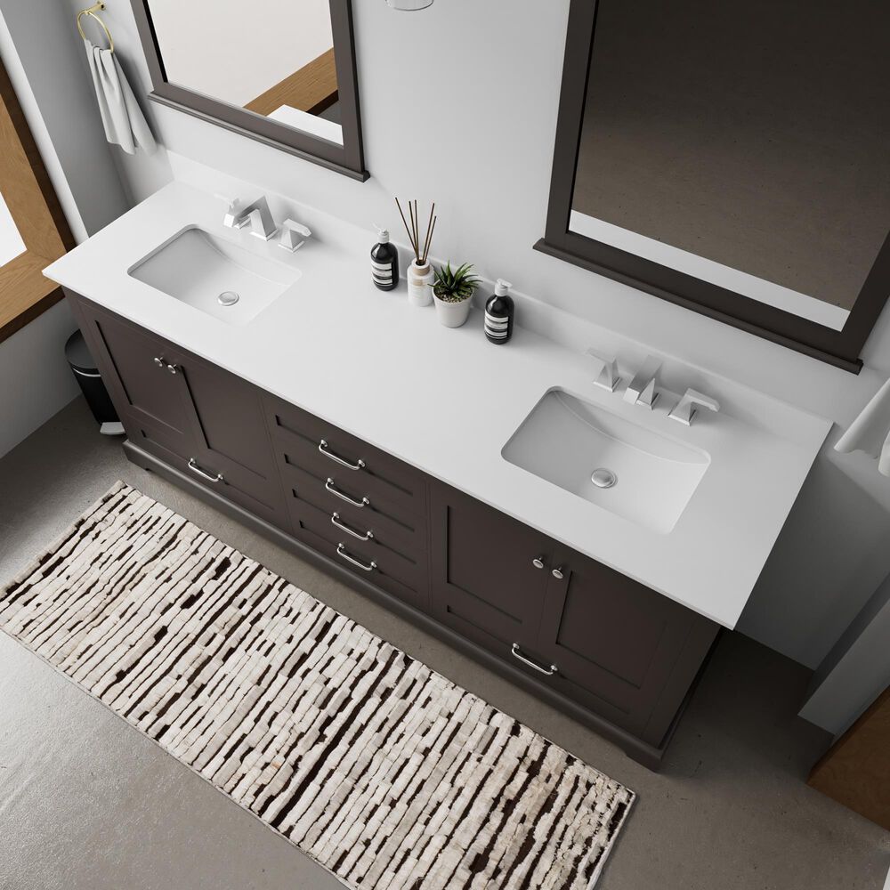 Lexora Home Dukes 80" Double Bathroom Vanity in Espresso with 2 cm White Quartz Top and Rectangular Sinks, , large