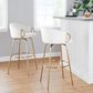 LumiSource Claire Swivel Barstool with Cream Velvet Upholstery in Gold (Set of 2), , large