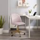 Linon Home Decor Adalynn Swivel Desk Chair with Blush Pink Cushion in Gold, , large