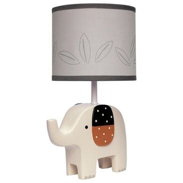 Lambs and Ivy Patchwork Jungle Elephant Lamp with Bulb in Cream, , large