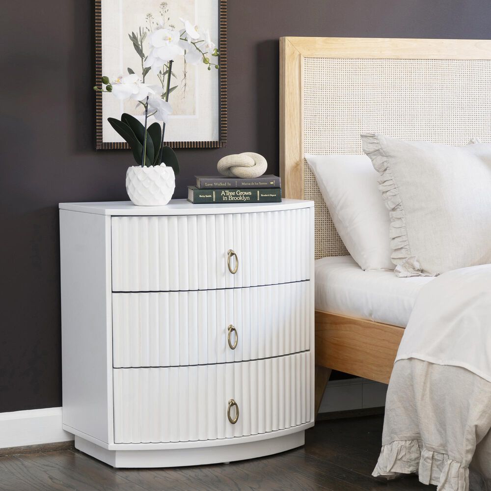 Linden Boulevard Ciarra 3-Drawer Nightstand in White, , large