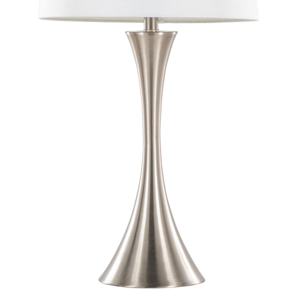 LumiSource Lenuxe 29" Metal Table Lamp with White Textured Linen Shade in Brushed Nickel (Set of 2), , large