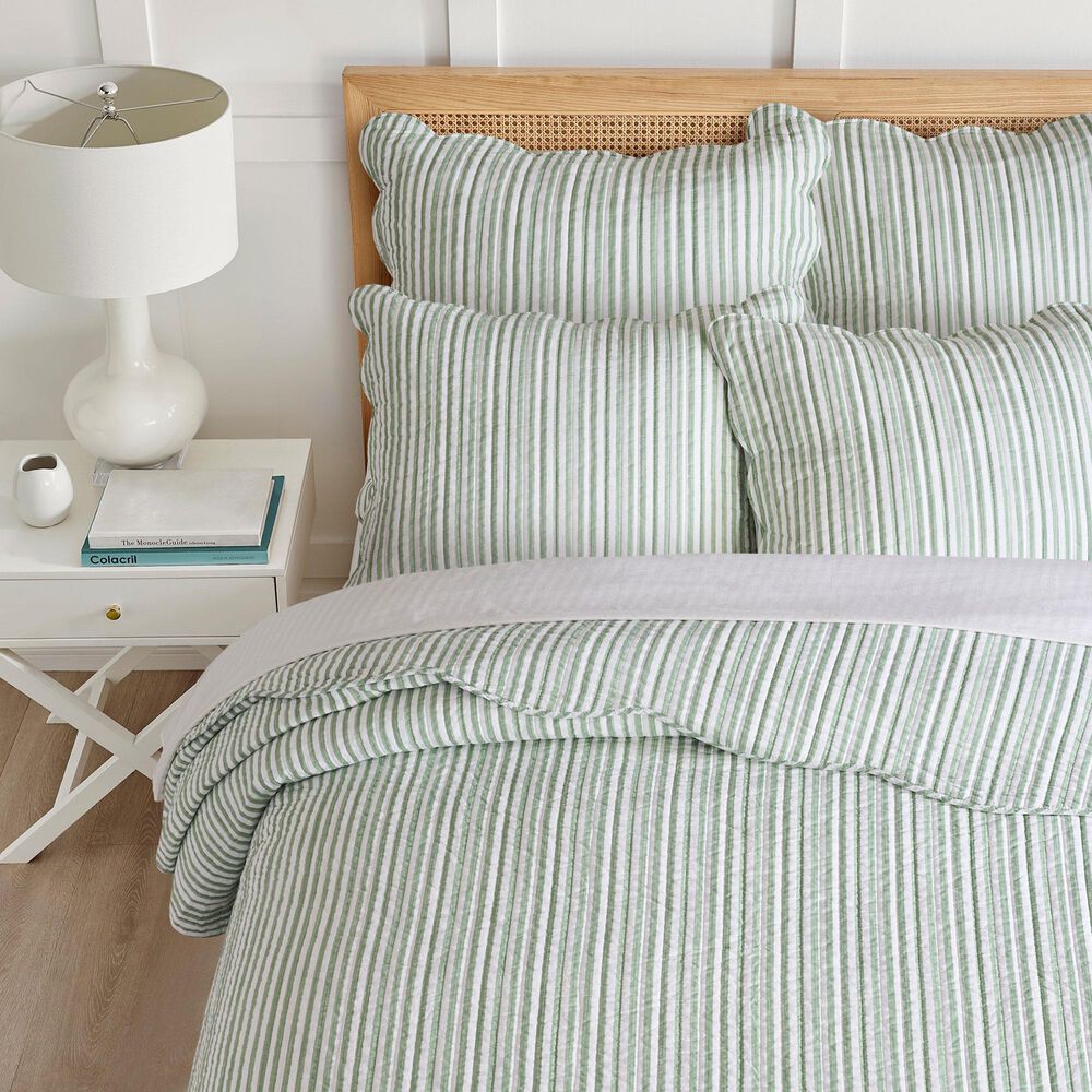 Levtex Martha 3-Piece Full/Queen Quilt Set in Sage and White, , large