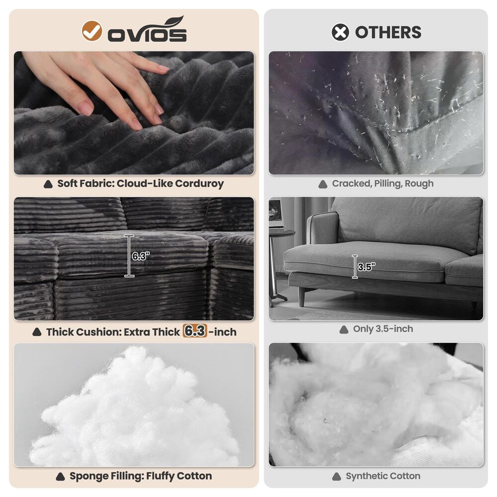 HOMLUX 7-Piece Mod Sectional with Chaise in Gray, , large