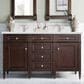 James Martin Vanities Brittany 60" Double Bathroom Vanity in Burnished Mahogany with 3 cm White Zeus Quartz Top and Rectangular Sinks, , large