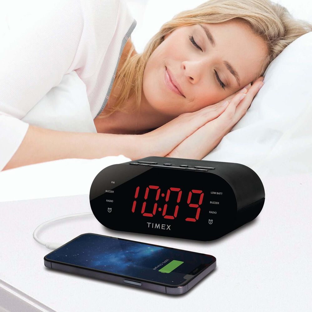 iHome FM Dual Alarm Clock Radio with USB Charging in Black, , large