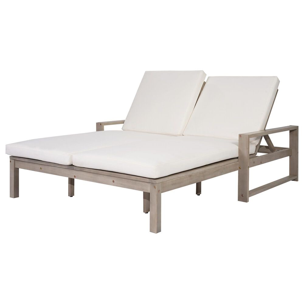 HOMLUX Patio 2-Person Lounge Chair with Grey Frame in Beige, , large