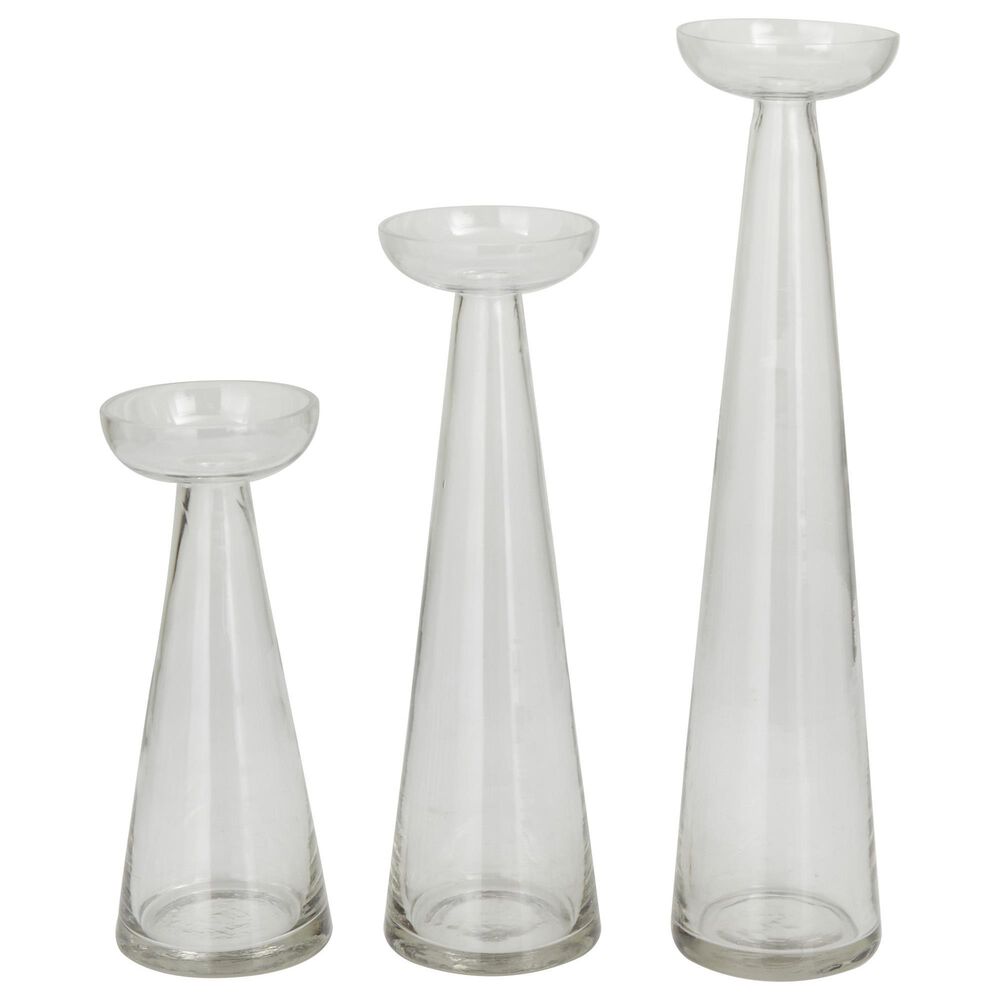 Maple and Jade Clear Glass Pillar Candleholder (Set of 3), , large