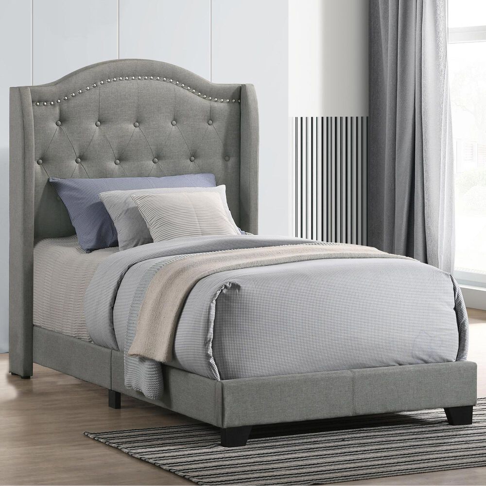 Hawthorne Furniture Rhyan Upholstered Twin Bed in Smoke, , large
