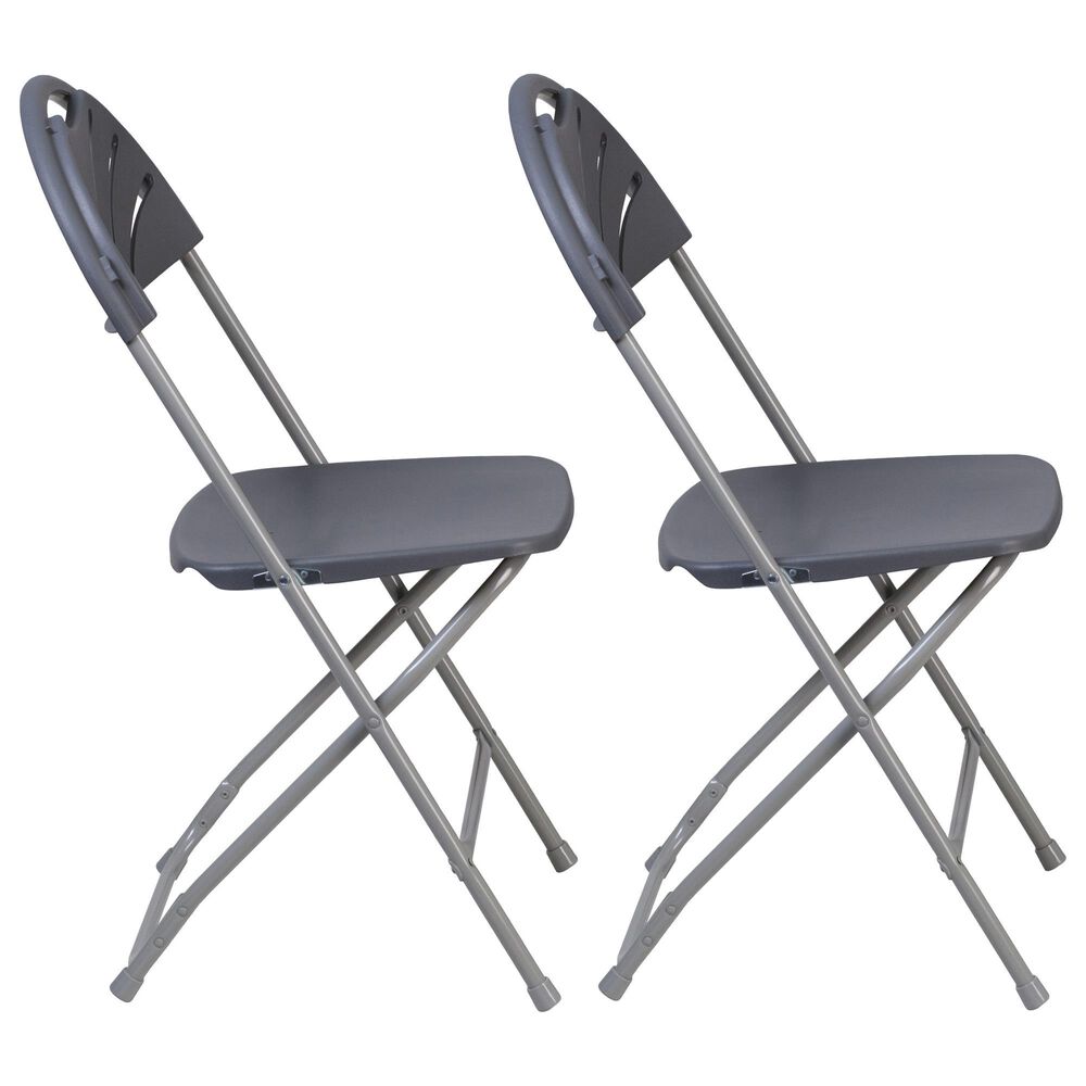 Flash Furniture Hercules Folding Chair in Charcoal and Gray (Set of 2