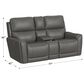 Flexsteel Carter Power Reclining Console Loveseat with Power Headrests in Gray, , large
