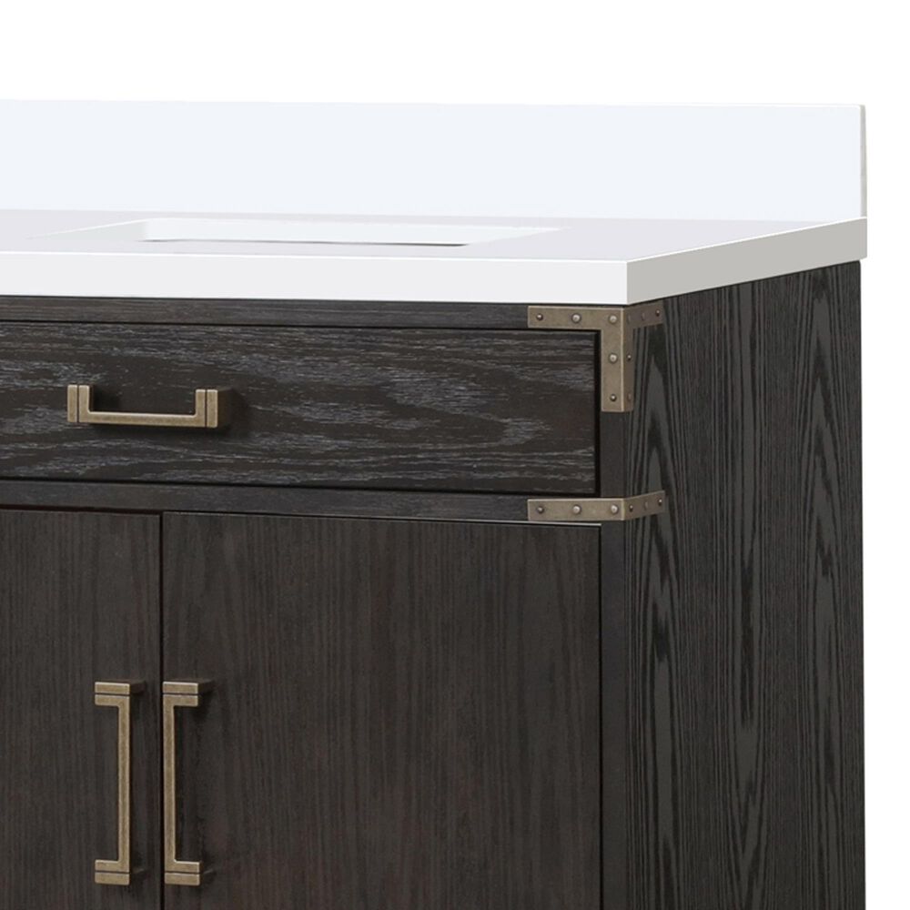 Lexora Home Laurel 84&quot; Double Bathroom Vanity in Brown Oak with White Cultured Marble Top and Rectangular Sinks, , large