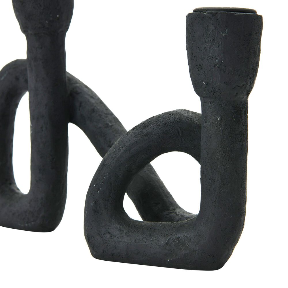 Creative Coop Decorative Resin Double Taper Candle Holder in Black, , large