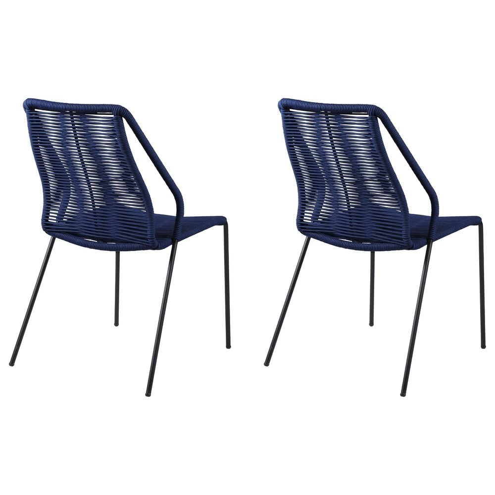 Blue River Clip Outdoor Dining Chair with Blue Woven Seat in Black (Set of 2), , large