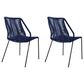 Blue River Clip Outdoor Dining Chair with Blue Woven Seat in Black (Set of 2), , large