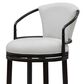 Armen Living Otis Counter Height Stool with Ivory Upholstery in Dark Brown, , large