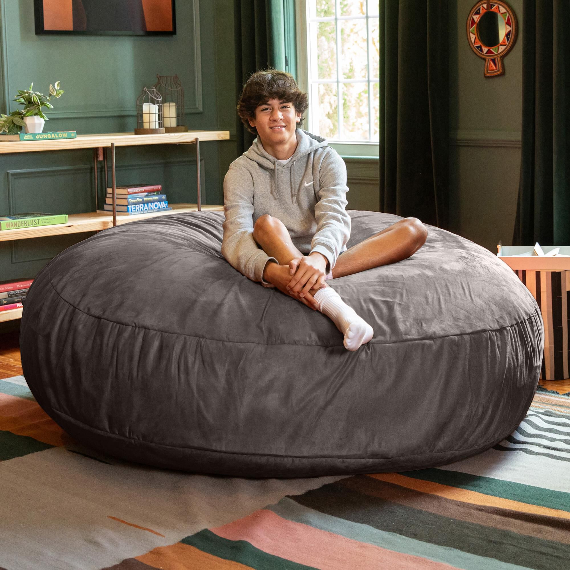 Jaxx 6' Cocoon Large Bean Bag Chair in Charcoal