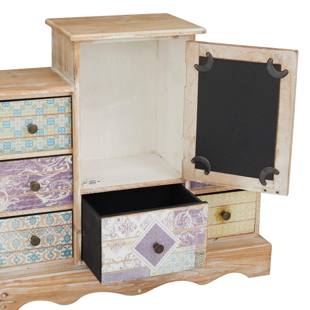 Maple and Jade Vintage Moroccan Jewelry Box in Light Brown, Royal Blue, Yellow, White and Turquoise, , large