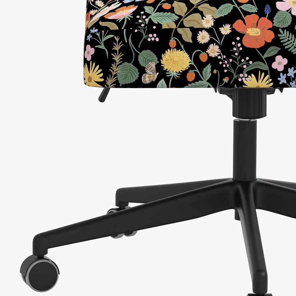 Rifle Paper Co Crafted by Cloth and Company Oxford Office Chair in Strawberry Fields Black, , large