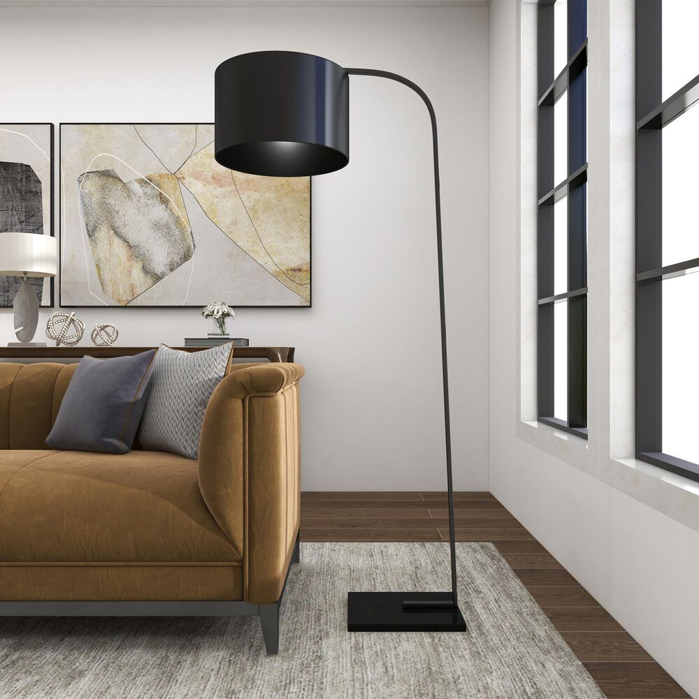 Maple and Jade Industrial Floor Lamp in Black, , large