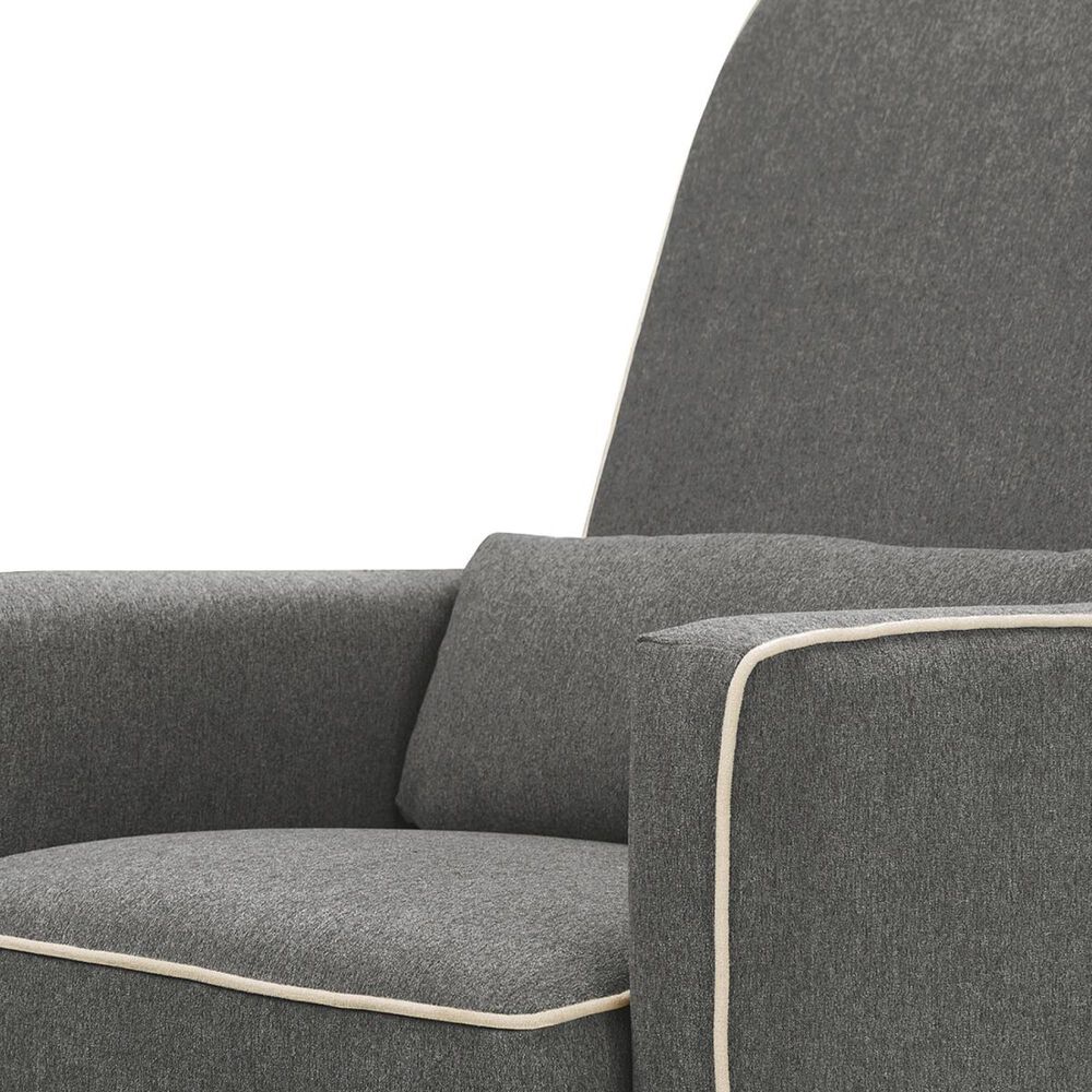 DaVinci Olive Swivel Glider with Bonus Ottoman in Dark Grey and Cream