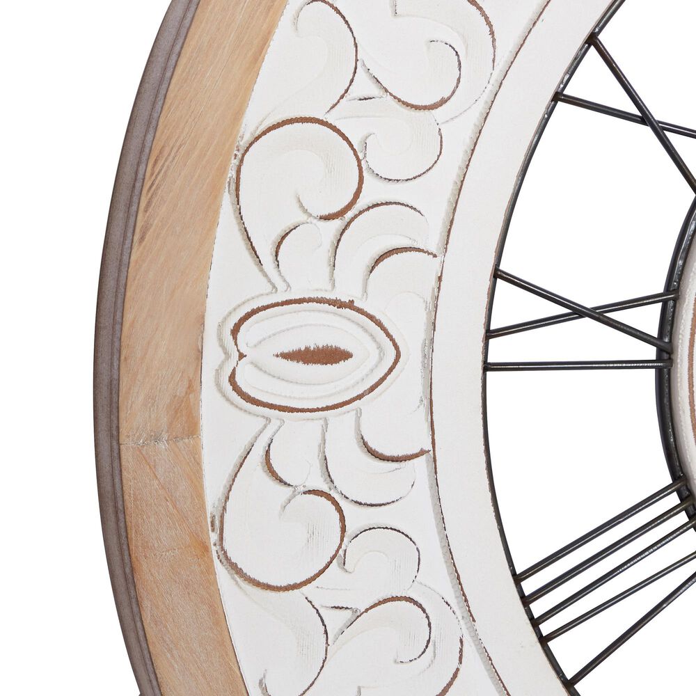 Maple and Jade 32&quot; Wall Clock in Light Brown and White, , large