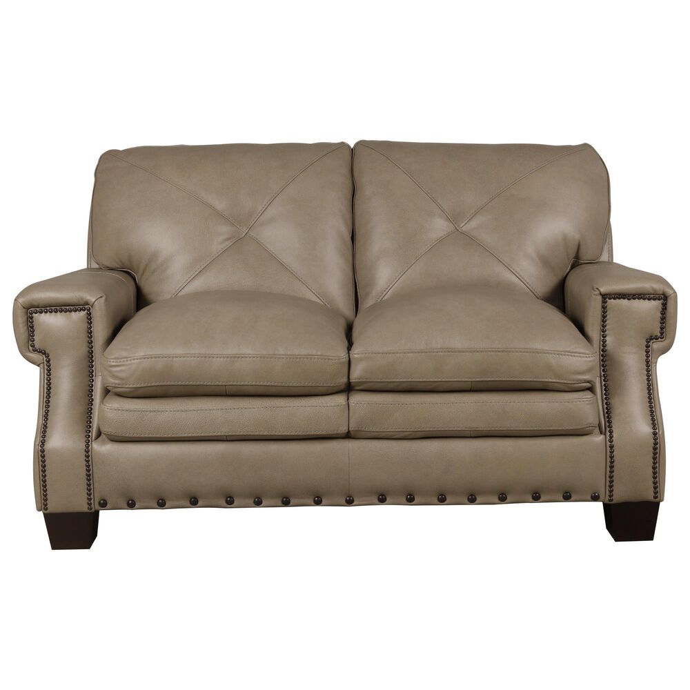 Superb Leather Leather Stationary Loveseat in Juno Pebble, , large