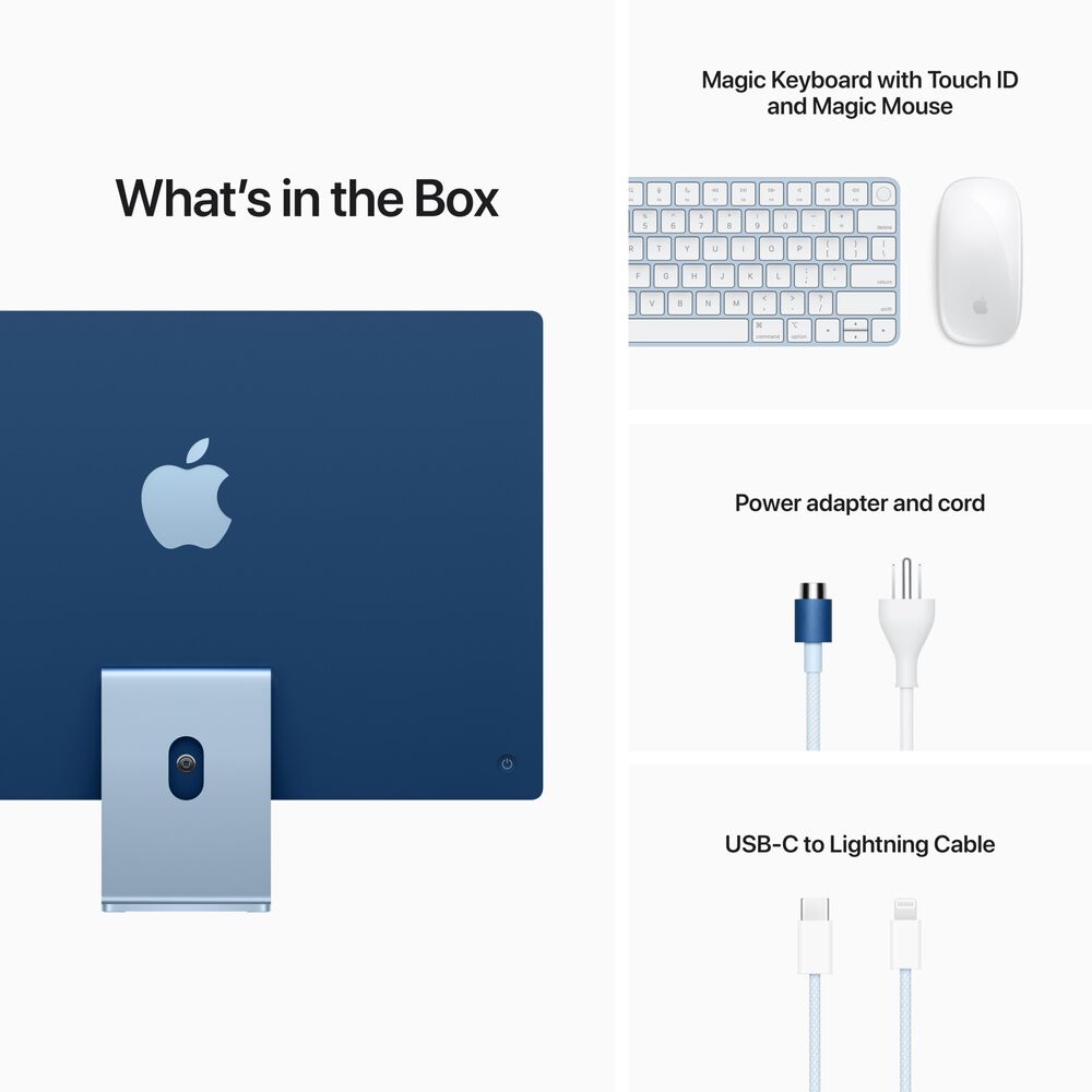 Apple 24&quot; iMac All-in-One Desktop | Apple M1 - 8GB RAM - Apple M1 8-Core - 256GB SSD in Blue, , large