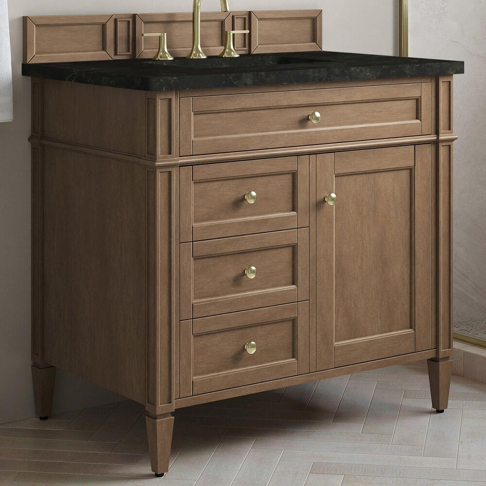 James Martin Brittany 36" Single Bathroom Vanity in Pecan with 3 cm Phantome Eclos Top and Rectangular Sink, , large