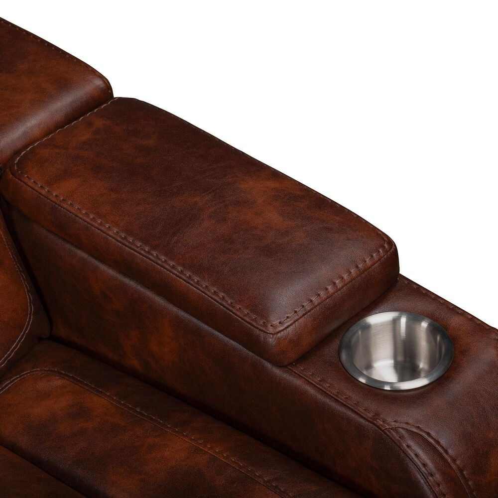 New Heritage Design Chester Power Reclining Loveseat in Brown, , large