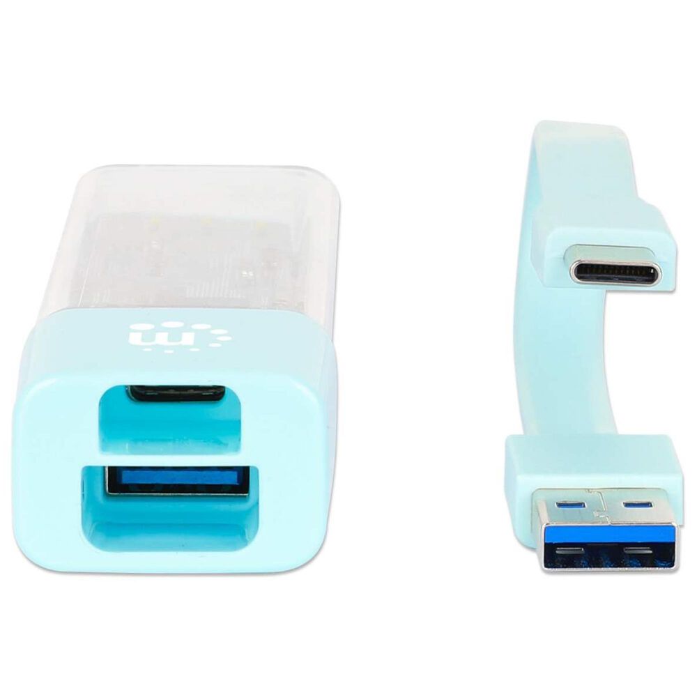 Manhattan 4-Port USB 3.0 Type-C/A Combo Hub in Clear and Teal, , large