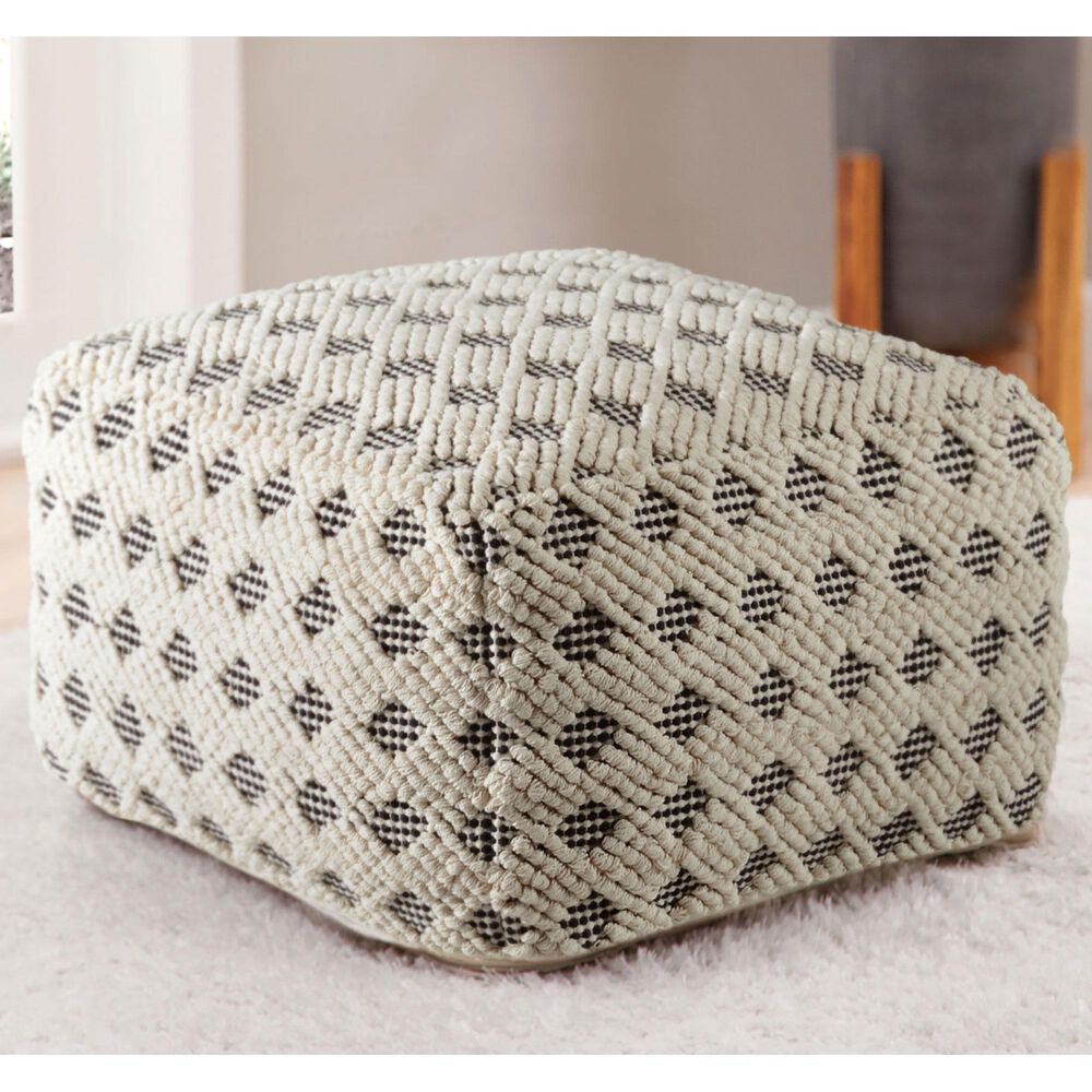 Steve Silver Kodi Pouf in White and Gray, , large