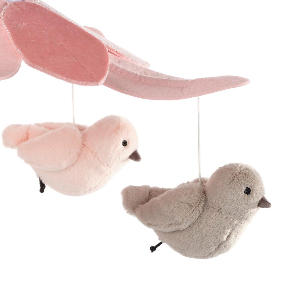Lambs and Ivy Petals Musical Baby Crib Mobile in Pink and Gray, , large
