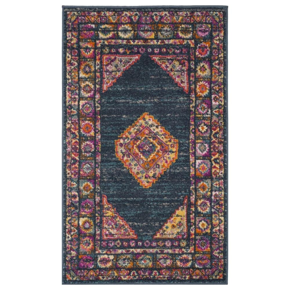 Safavieh Madison MAD133C 2"3" x 3"11" Blue and Fuchsia Scatter Rug, , large