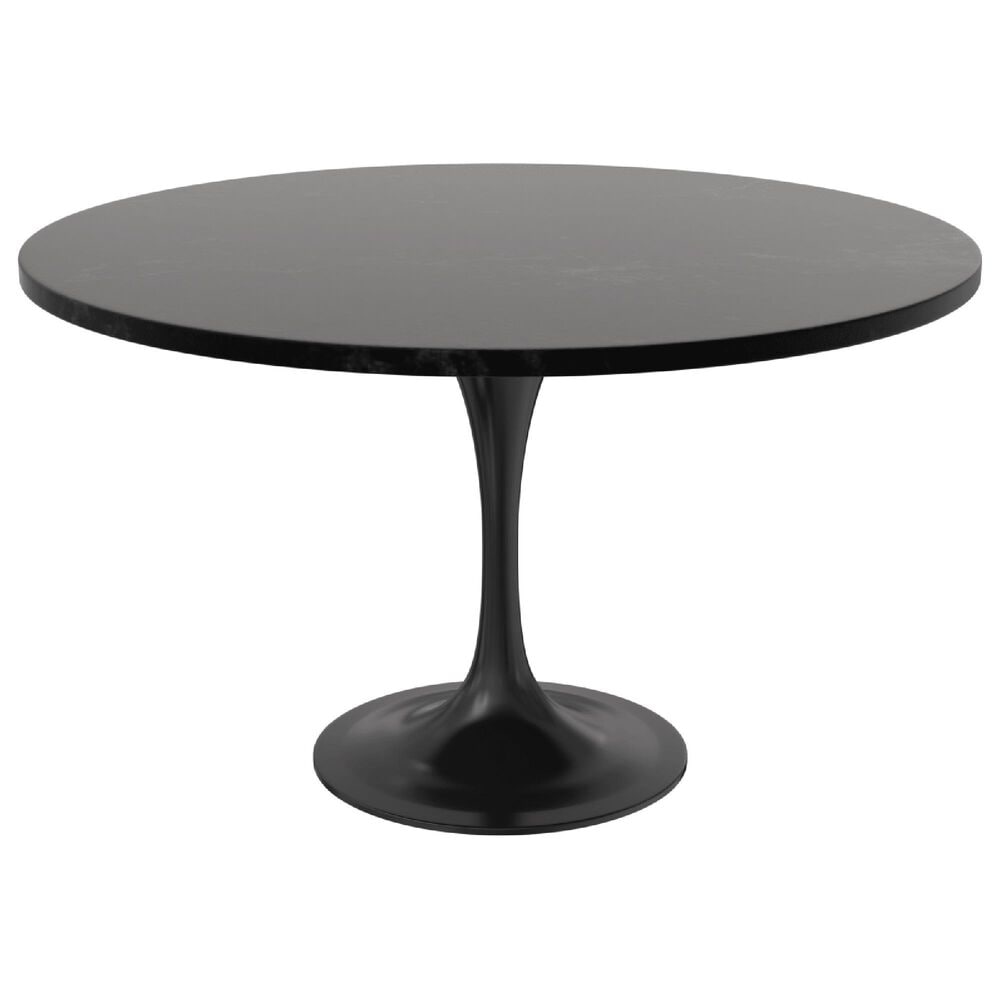 Leisuremod LeisureMod Verve Collection 48 Round Dining Table, Black Base with Black MDF Top, , large