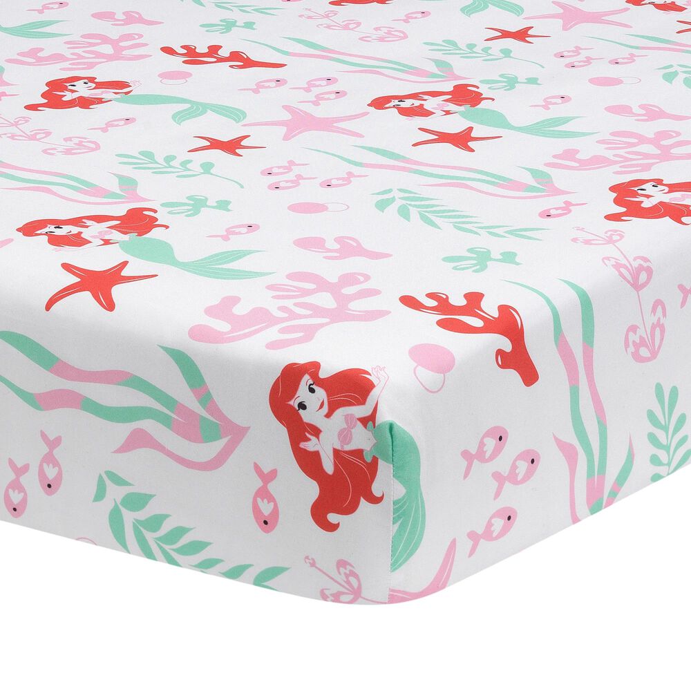 Lambs and Ivy Ariel's Grotto Crib Sheet in Pink and White, , large