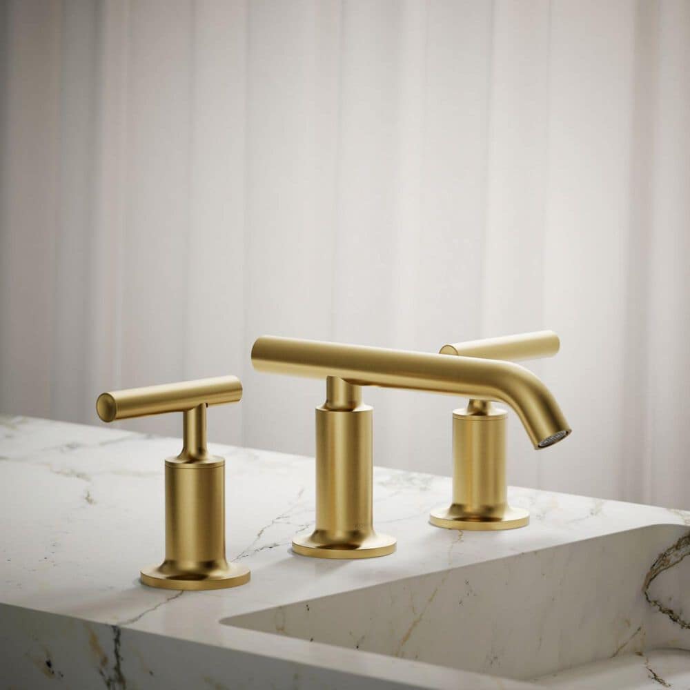 Kohler Purist Widespread Bathroom Sink Faucet in Vibrant Brushed Moderne Brass, , large
