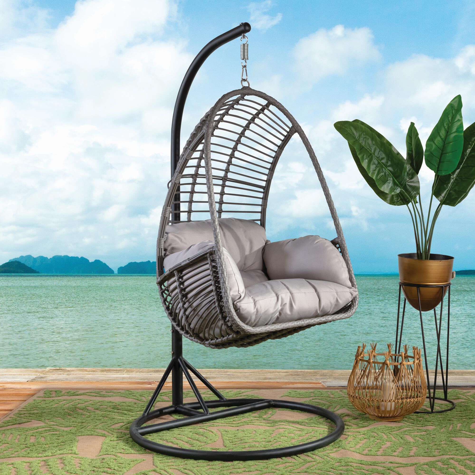 Basket chair with stand best sale