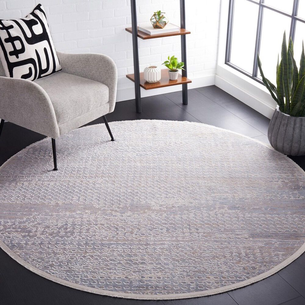 Safavieh Marmara MRM300F 6&#39;7&quot; Round Grey, Beige and Blue Area Rug, , large