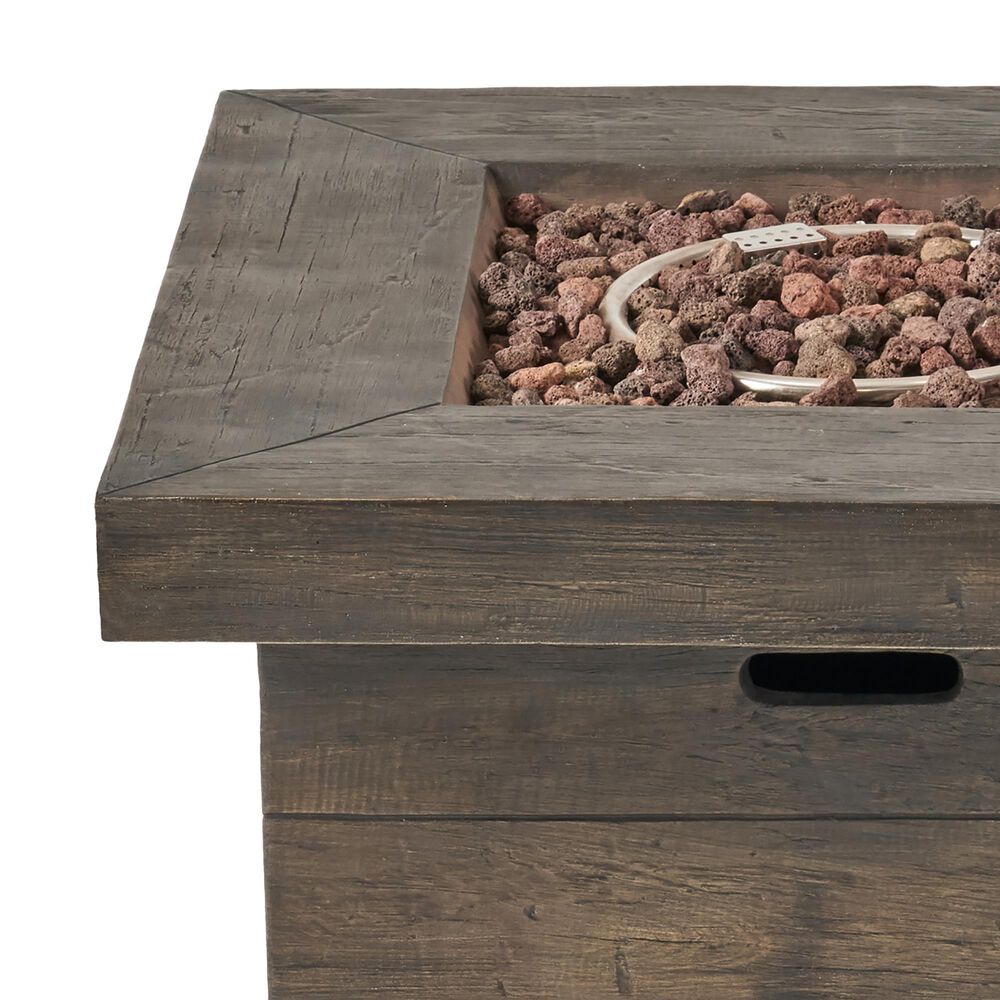 Noble House Selway 6-Piece Patio Square Firepit Chat Set in Brown, , large
