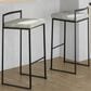 LumiSource Fuji 34" Stacker Bar Stool with Light Grey Cowboy Upholstery in Black (Set of 2), , large
