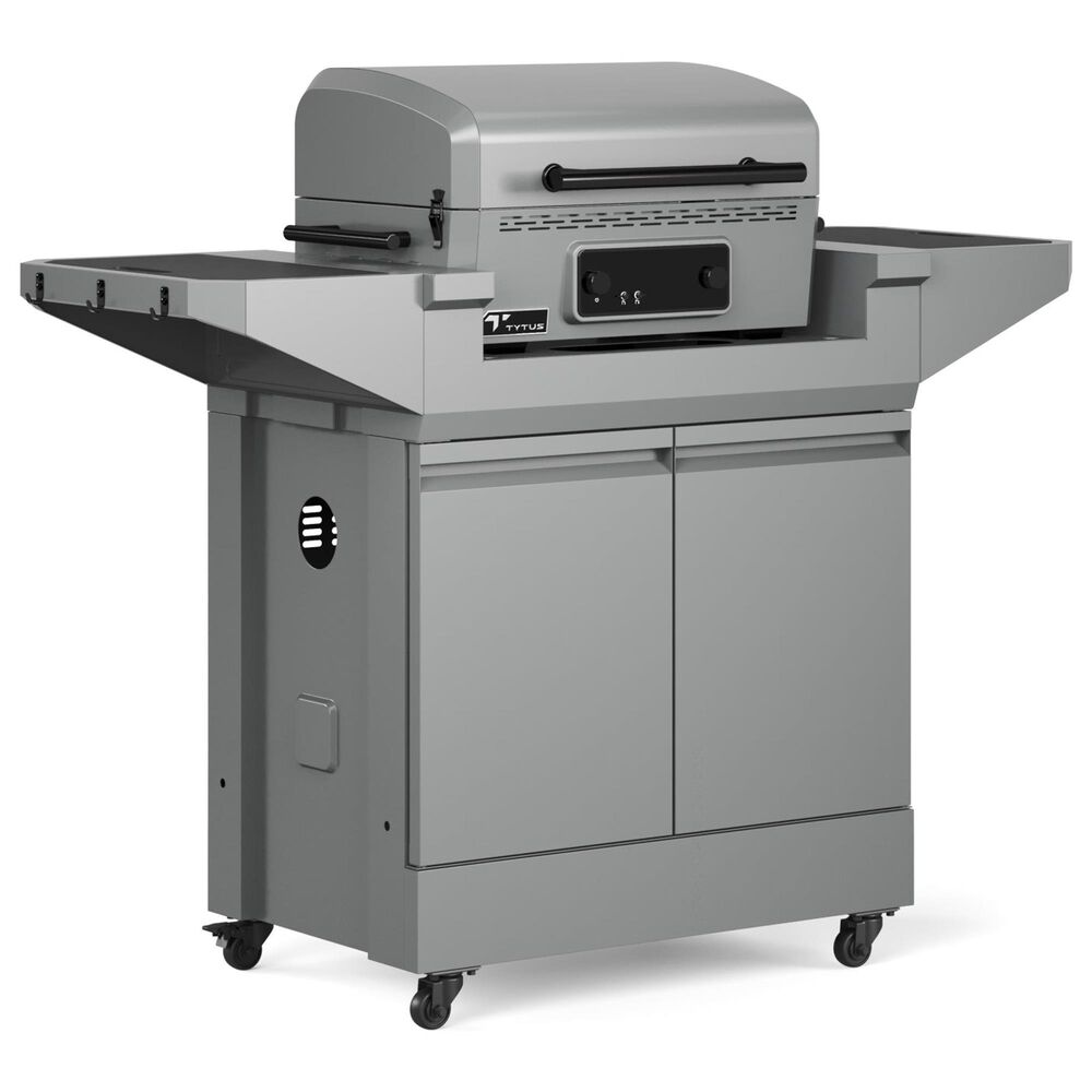 Tytus Emberwood Grill and Prep Cart with Electric Tabletop Grill and Griddle in Gunmetal Gray, , large