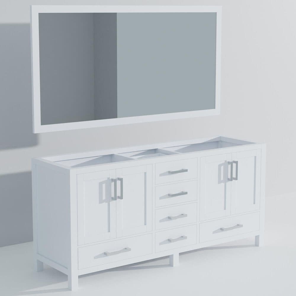 Lexora Home Jacques 72&quot; Double Bathroom Vanity Cabinet Only in White and 70&quot; Mirror, , large