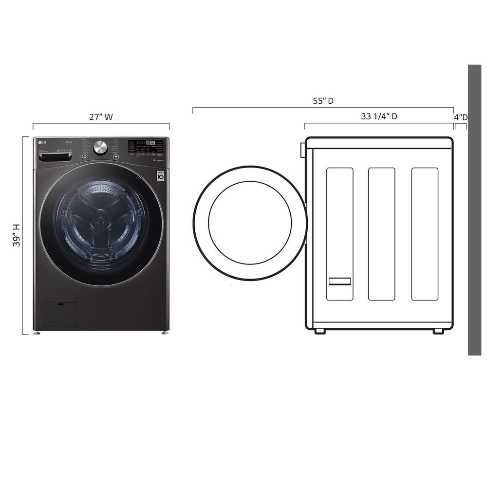 LG 5.0 Cu. Ft. Front Load Washer with TurboWash 360 in Black Steel, , large