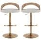 LumiSource Grotto Adjustable Swivel Barstool with Oat Fabric Upholstery in Gold and Whitewashed (Set of 2), , large