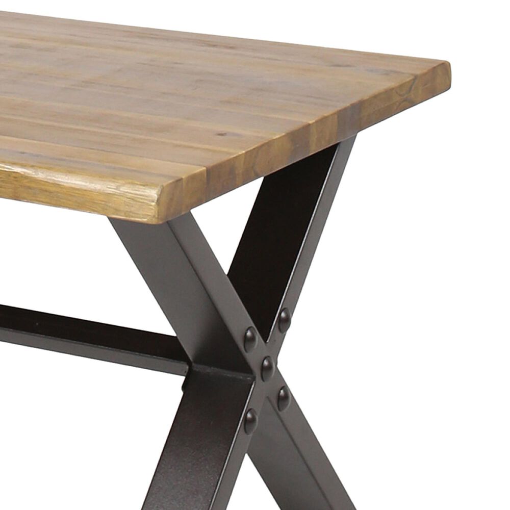 Hearth and Haven Outdoor Coffee Table with Metal X-Frame Base in Brown and Black, , large