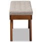 Baxton Studio Alona Dining Bench with Light Grey Cushion in Walnut Brown, , large