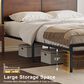 HOMLUX Full Platform Bed with LED Headboard in Rustic Brown, , large