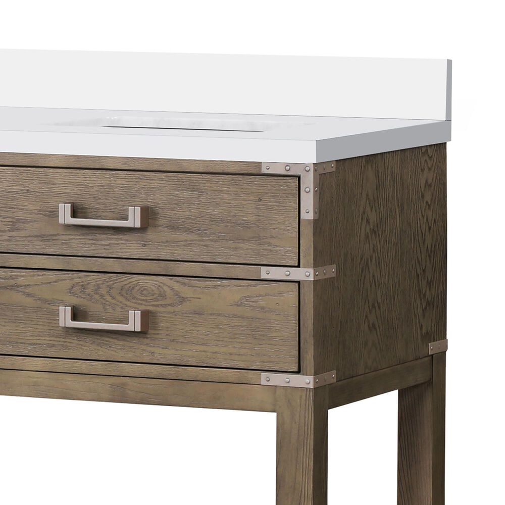 Lexora Home Norwalk 72&quot; Double Bathroom Vanity in Grey Oak with White Quartz Top and Rectangular Sinks, , large